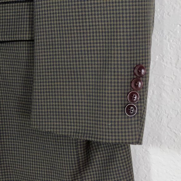 Nautica 100% Wool 3 Button Blazer in Green Check Men's Size 44L - Picture 5 of 10